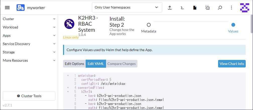 RANCHER - Chart - edit yaml