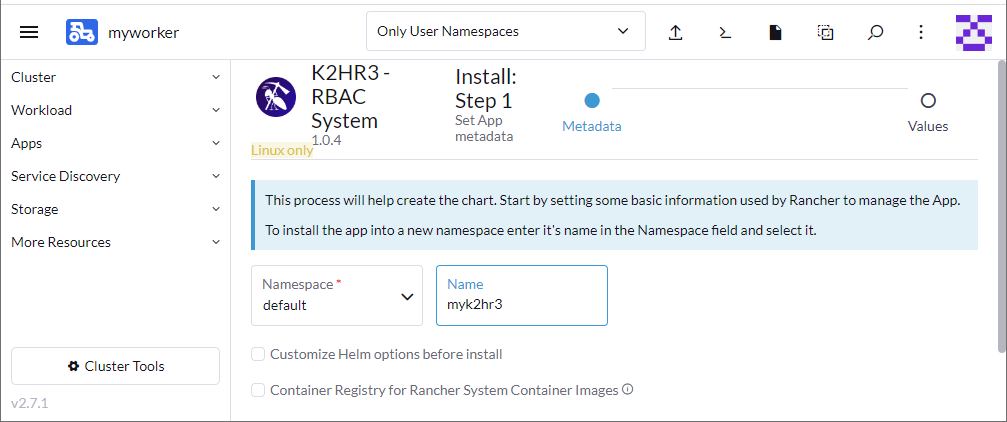 RANCHER - Chart install step1