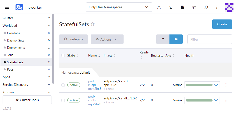 RANCHER - Chart installed - StatefulSets