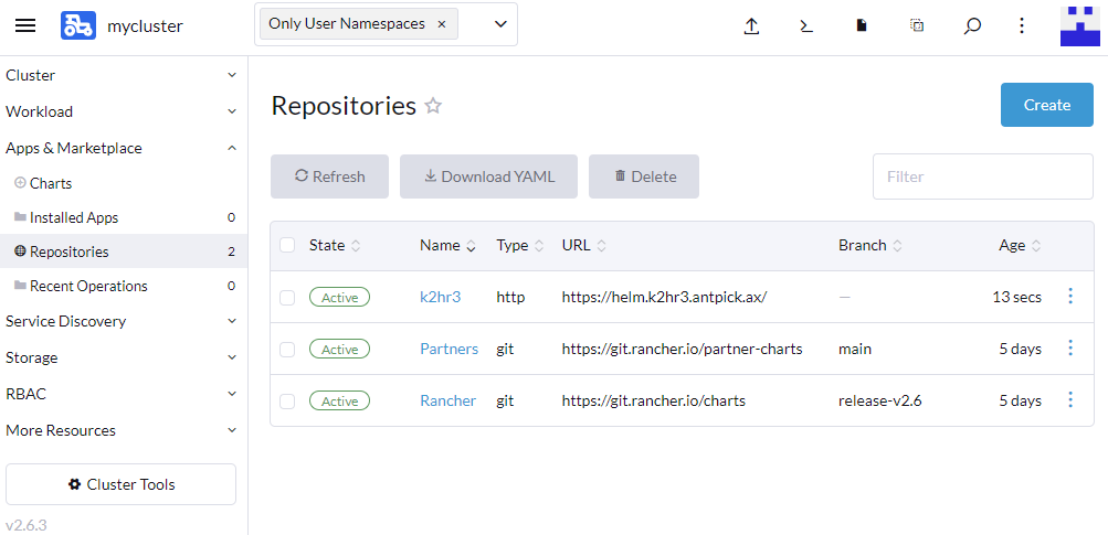 RANCHER - Repositories added