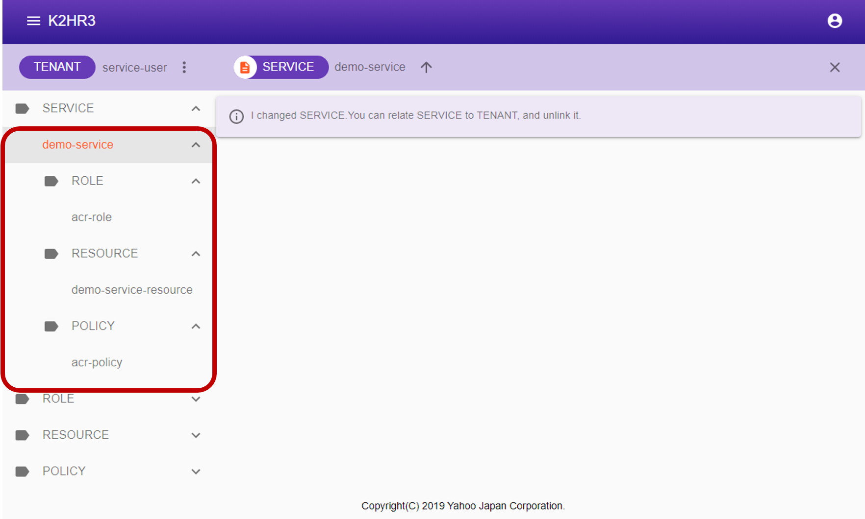 K2HR3 Usage Application - Service Member Tree